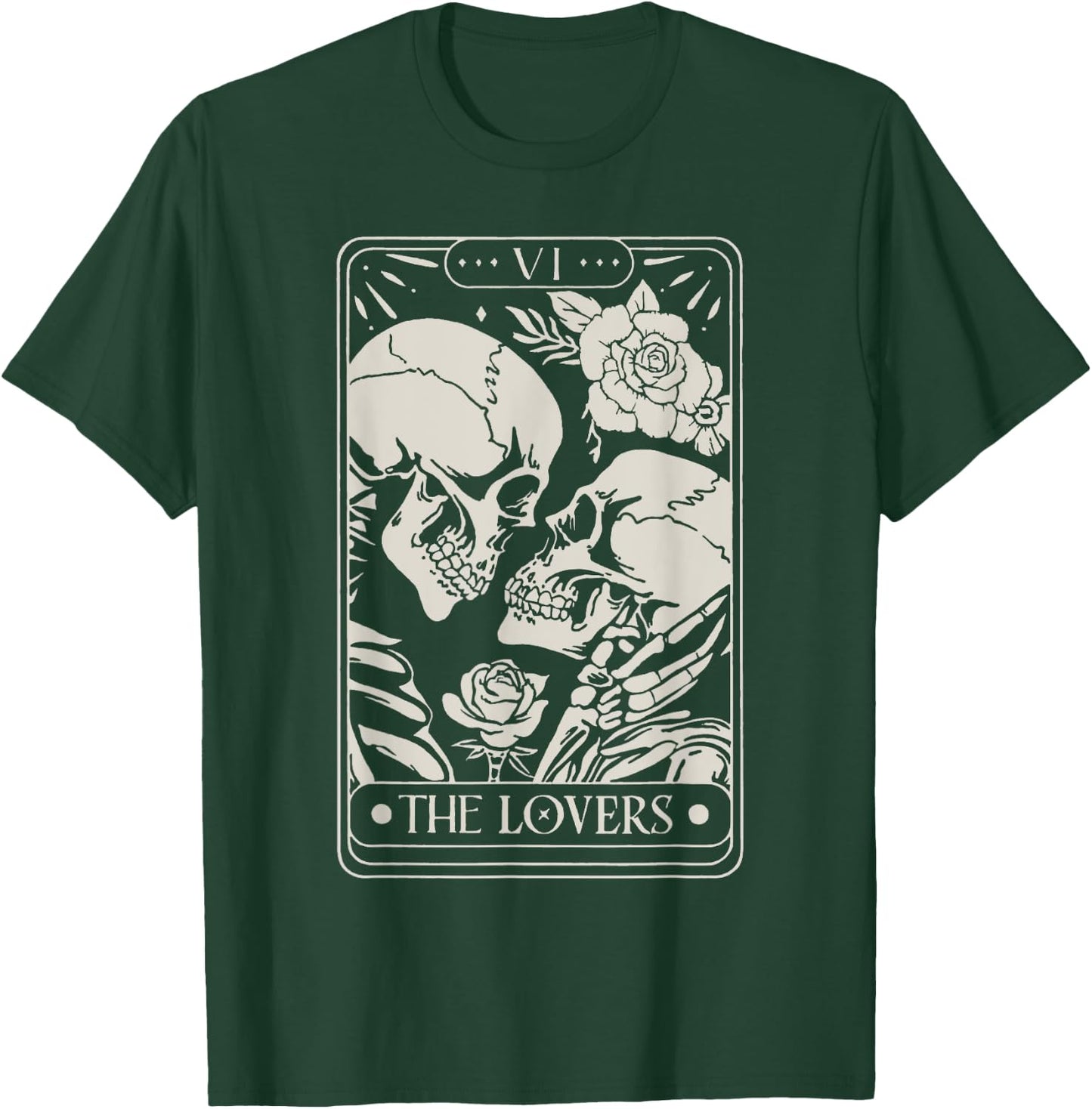 The Lovers Tarot Card Skeletons Kissing In Love T-Shirt - T-Shirt | Forest