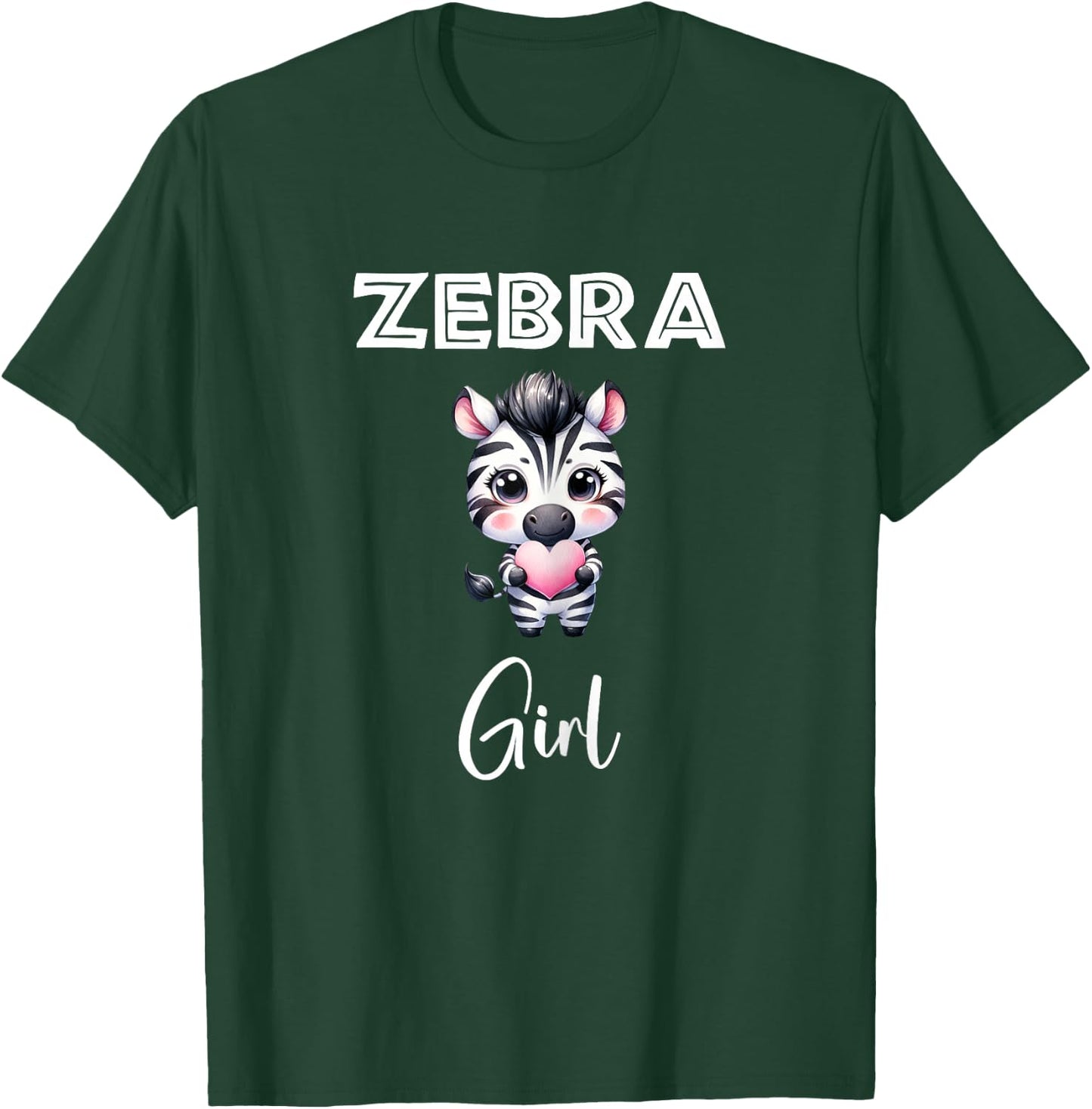 Zebra Shirt Zebra Girl Cute Baby Zebra Holding Heart Zebras T-Shirt - T-Shirt | Forest