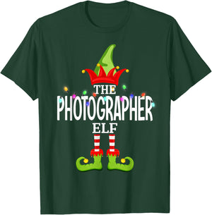The Photographer Elf Christmas Matching Pajamas T-Shirt - T-Shirt | Forest