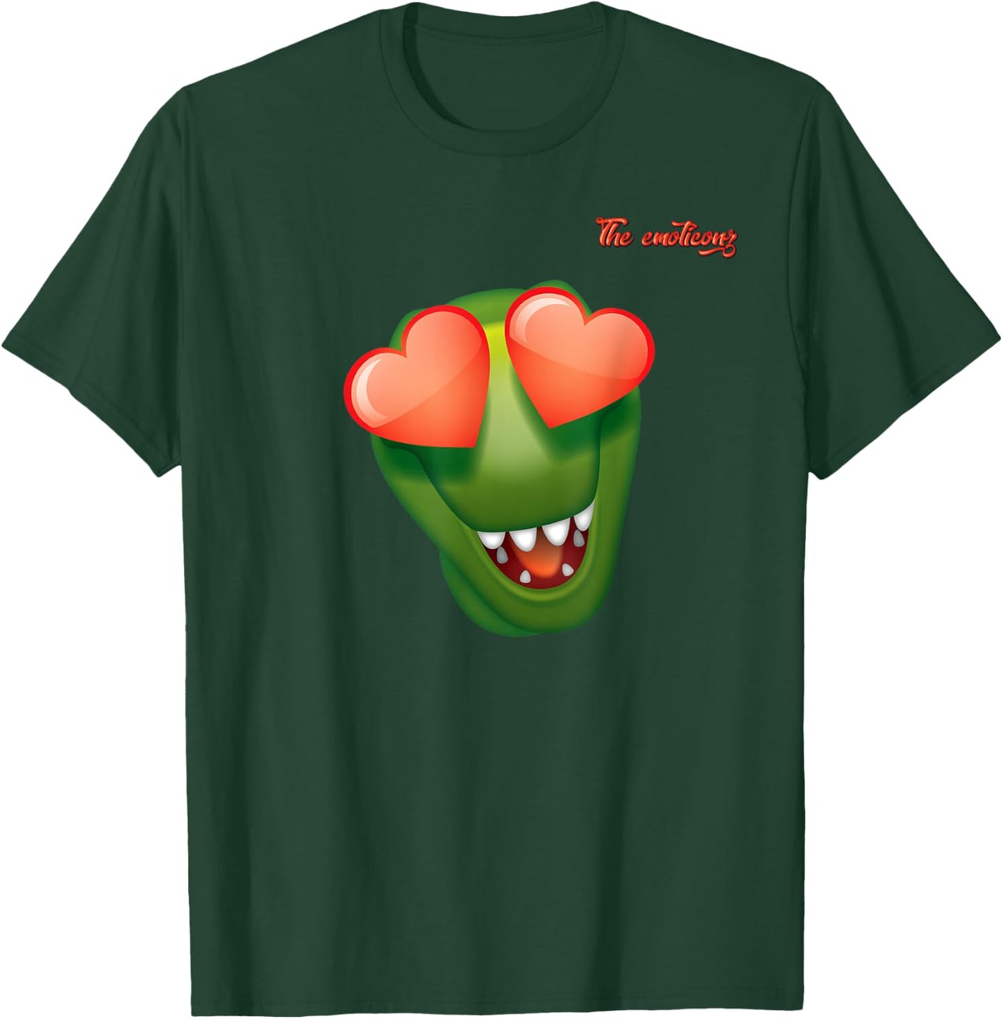 Emoji Happy Love Eyes Dinosaur Face T-Shirt - T-Shirt | Forest