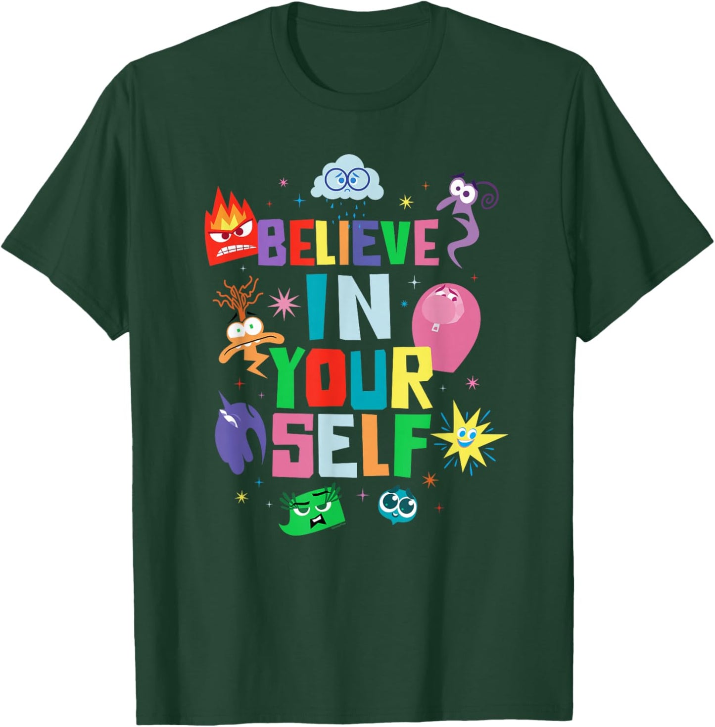 Disney and Pixar's Inside Out 2 Emotions Believe in Yourself , Black, S T-Shirt - T-Shirt | Forest