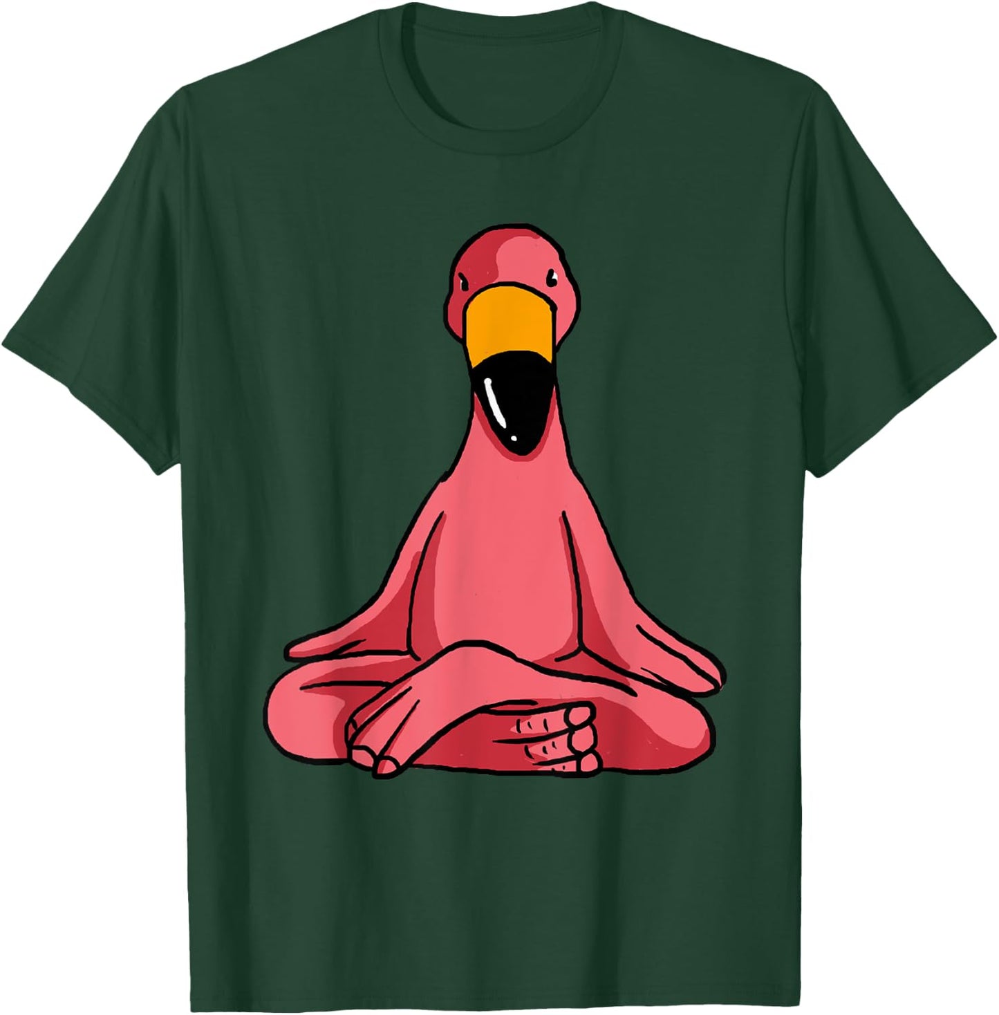 Cute Yoga Flamingos Funny Pink Water Bird Meditation Lovers T-Shirt - T-Shirt | Forest