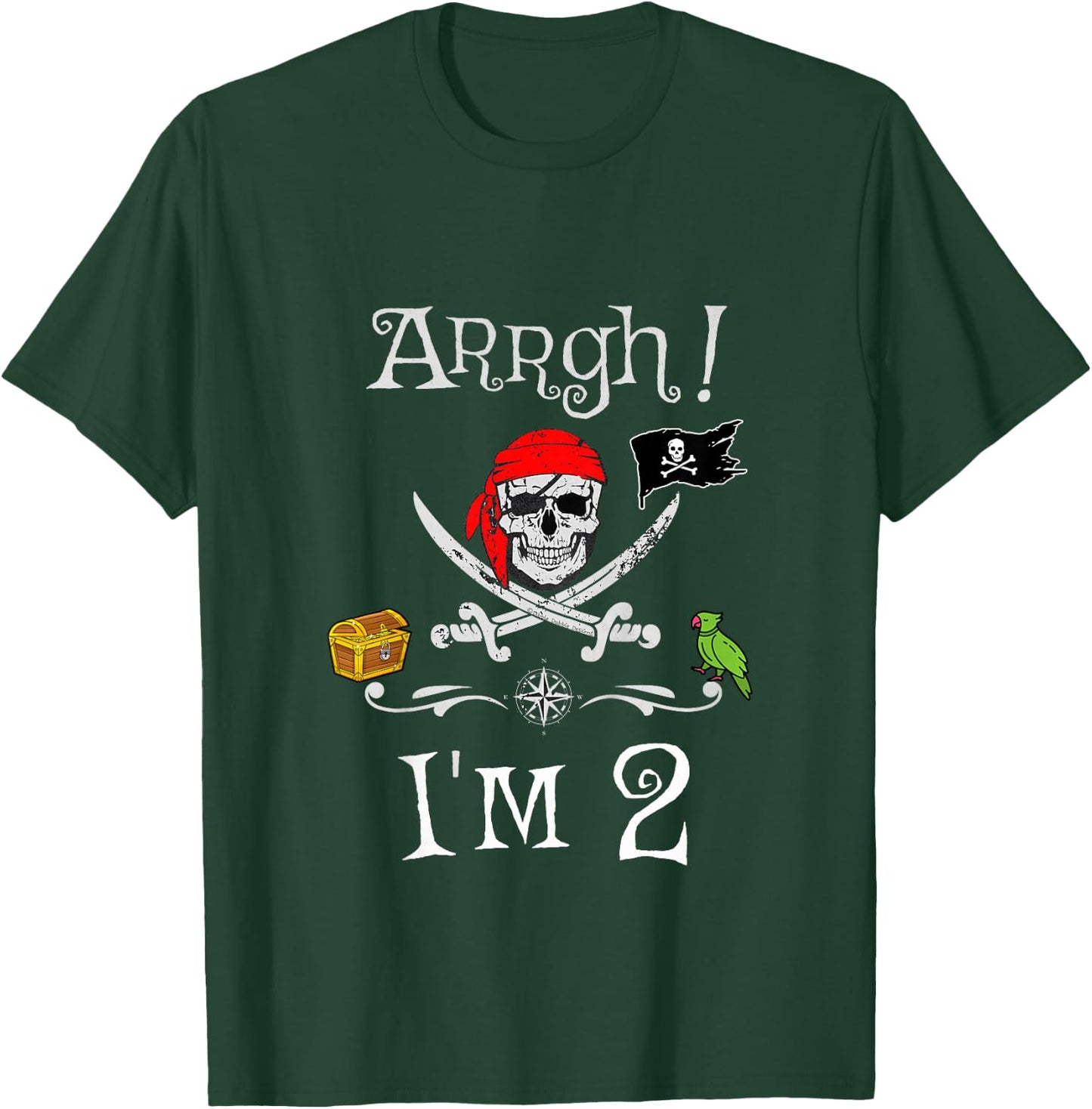 Arrgh I'm 2 Pirate Birthday 2 Year Old Birthday T-Shirt - T-Shirt | Forest