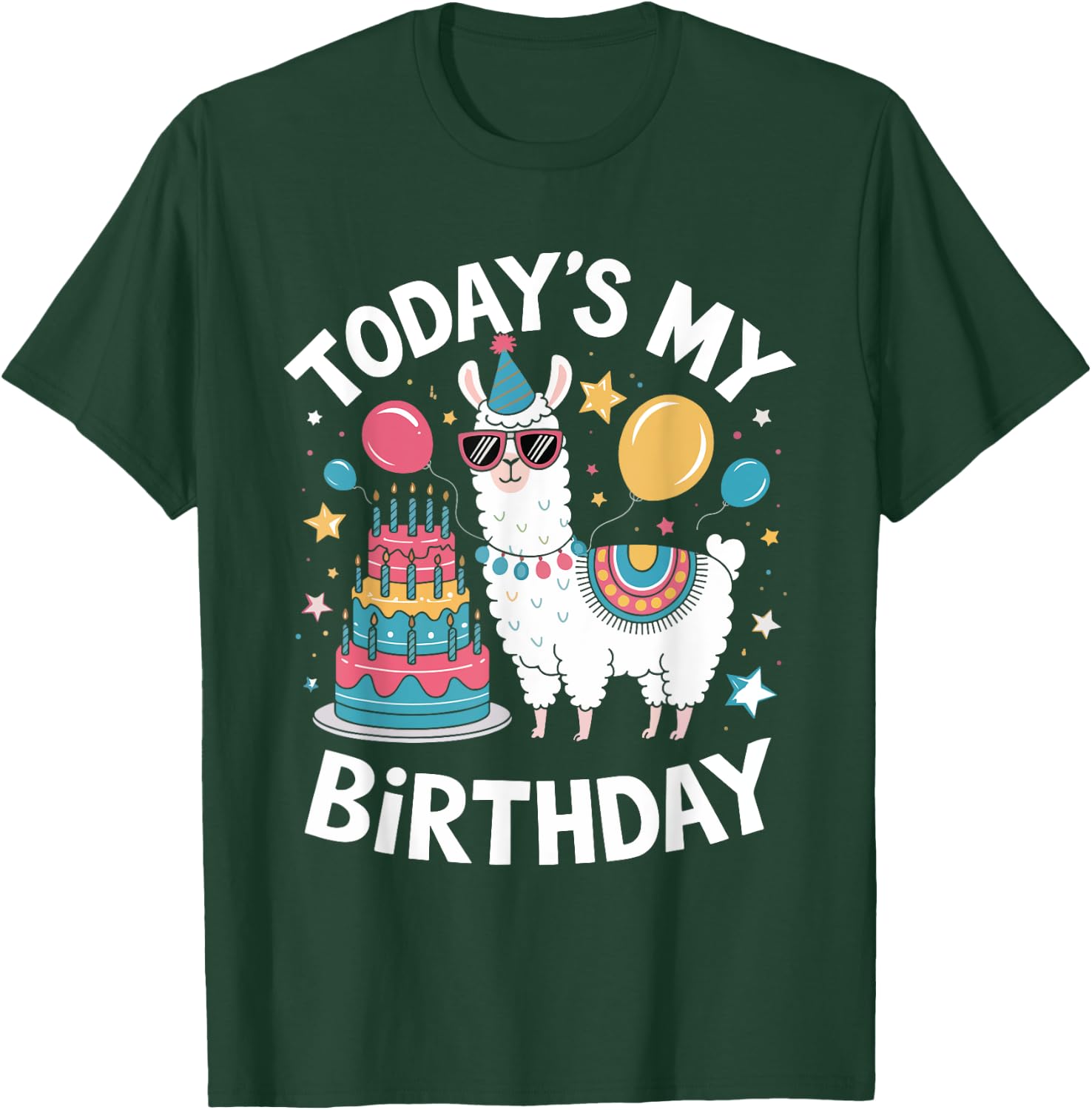 Todays My Birthday Llama Boy Family Party Decorations T-Shirt - T-Shirt | Forest