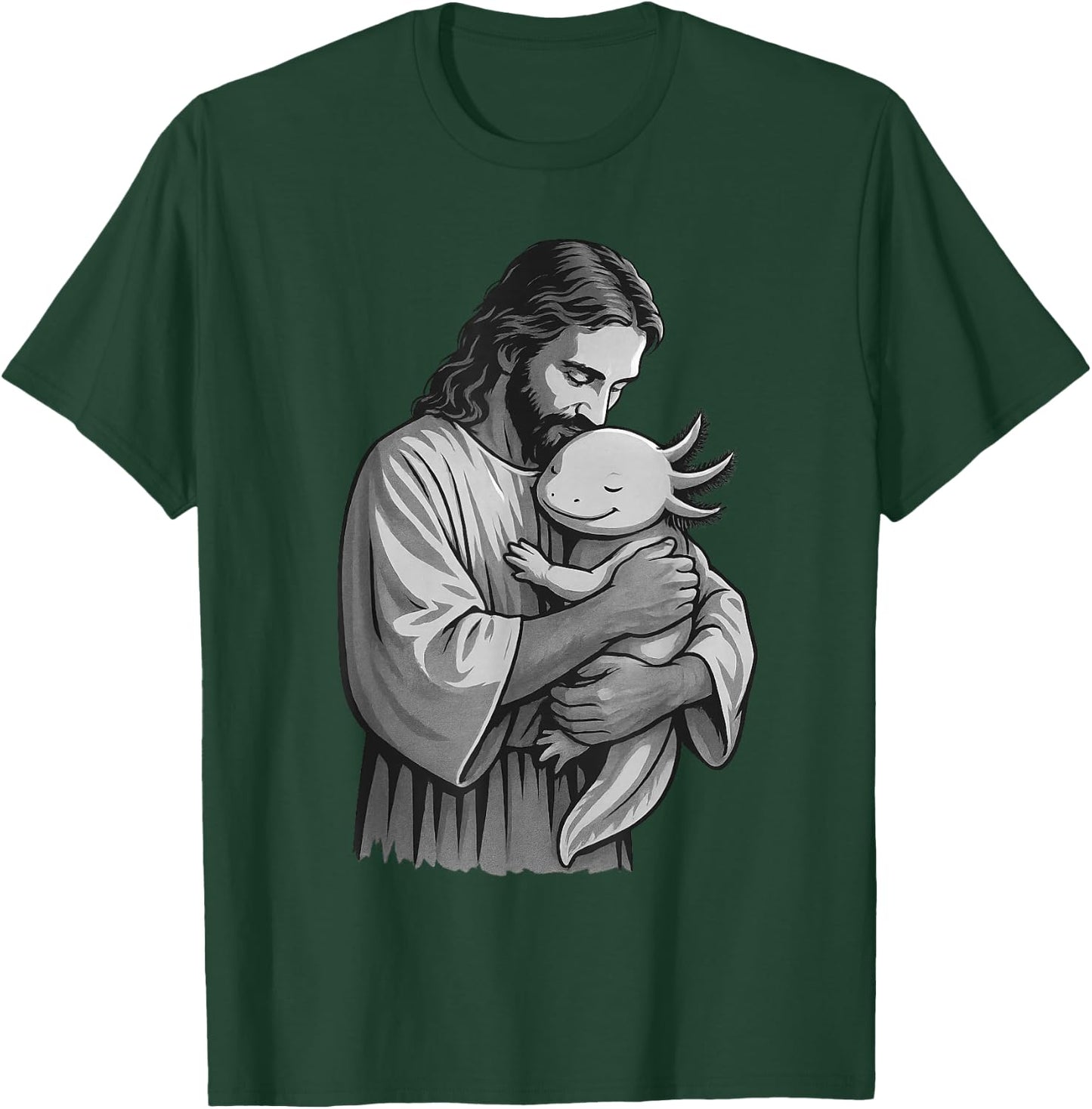 Axolotl And Jesus Christian Faith Pet Lover T-Shirt - T-Shirt | Forest