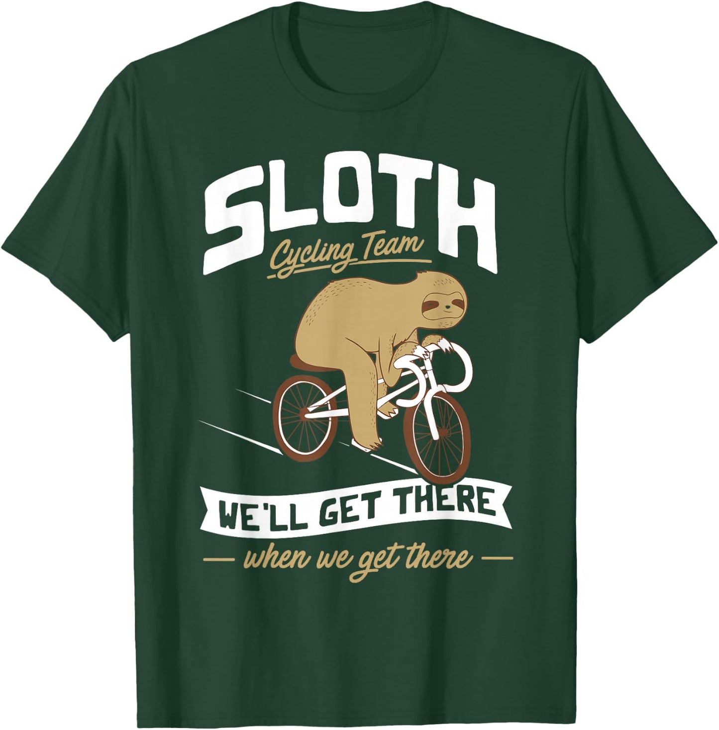 Sloth Cycling Team - Lazy Sloth Sleeping On Bicycle T-Shirt - T-Shirt | Forest