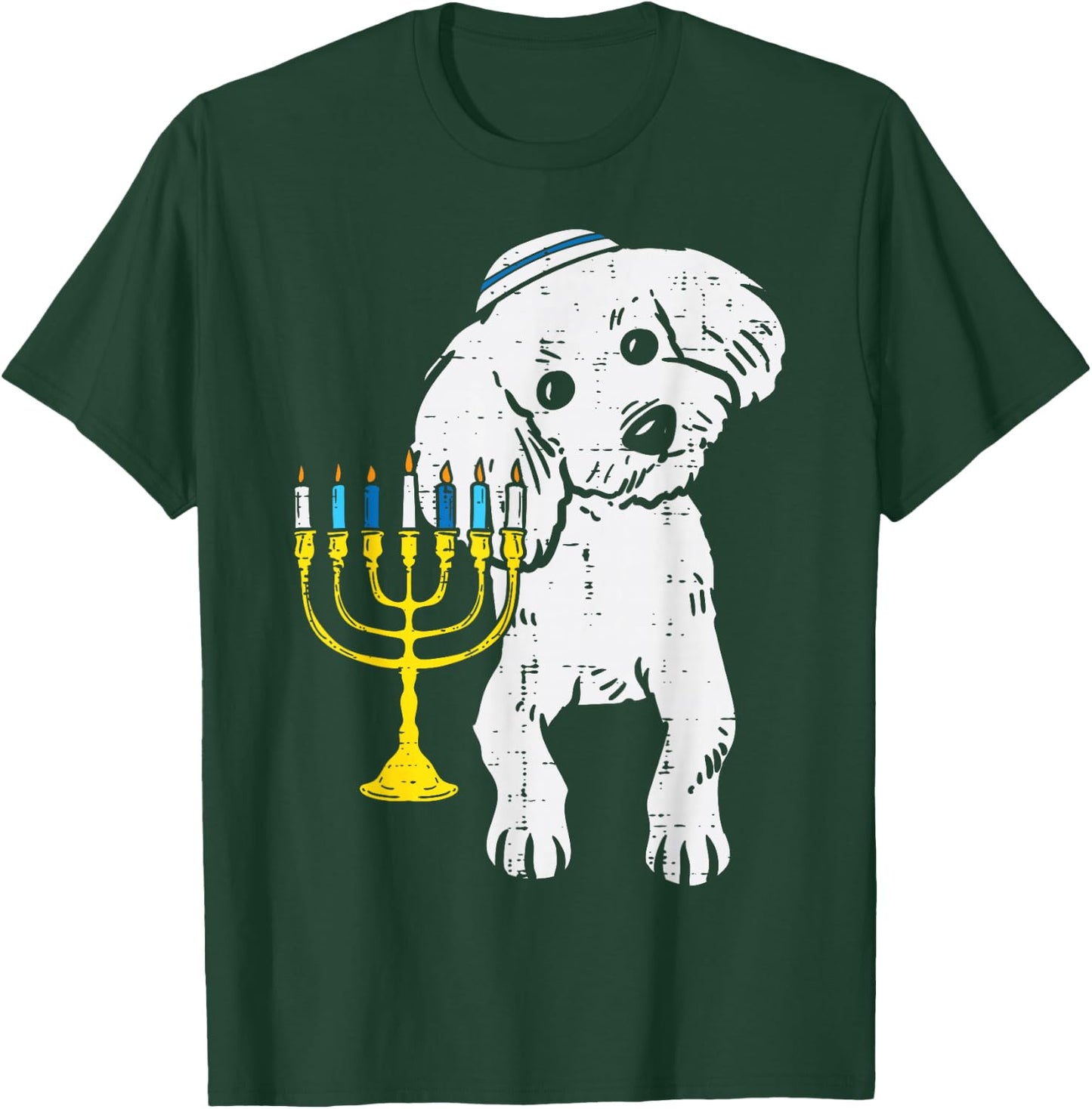 Jewish Poodle Dog Menorah Hanukkah Pajamas Chanukah PJs T-Shirt - T-Shirt | Forest