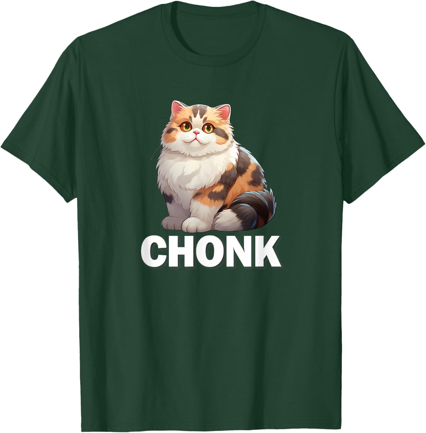 Cute Fat Chonk Chonky Calico Cat Lover Women Girls Kids T-Shirt - T-Shirt | Forest