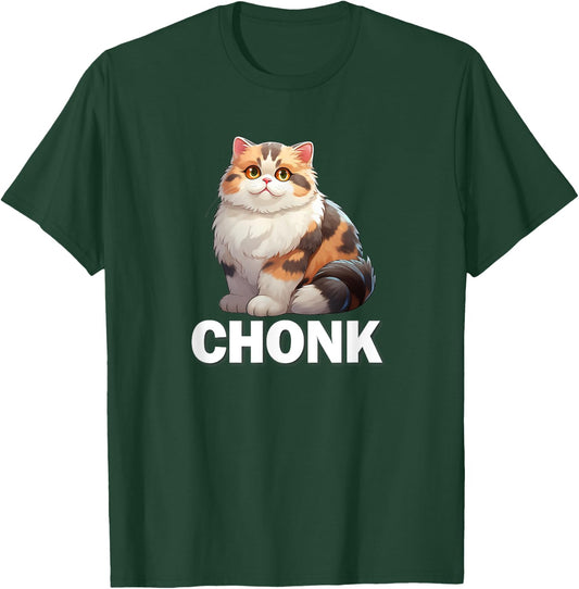 Cute Fat Chonk Chonky Calico Cat Lover Women Girls Kids T-Shirt - T-Shirt | Forest