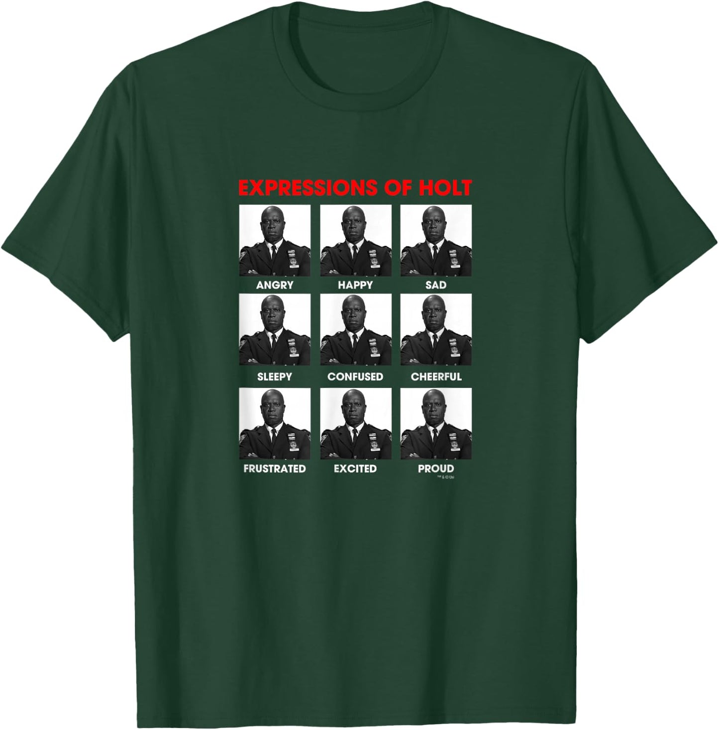 NBC Brooklyn Nine-Nine Expressions of Holt für Jungen - Schwarz, Kurzarm, , , Größe S T-Shirt - T-Shirt | Forest