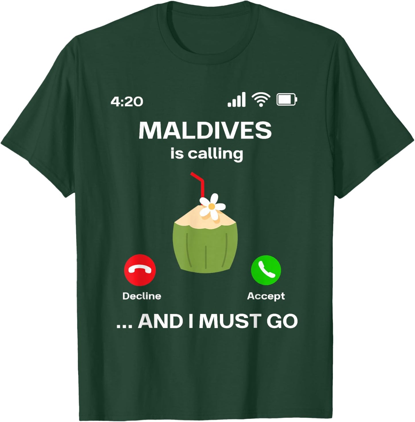 with German Text "Die Maldiven Rufen und ich muss Urlaub machen Maldives", black T-Shirt - T-Shirt | Forest