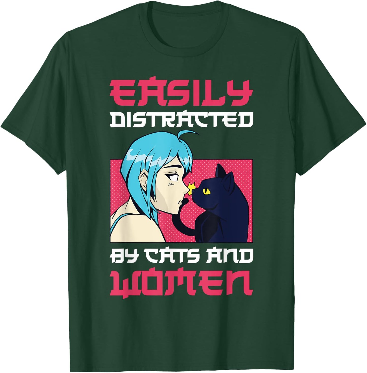 Easily Distracted By Cats And Women Lesbian T-Shirt - T-Shirt | Forest