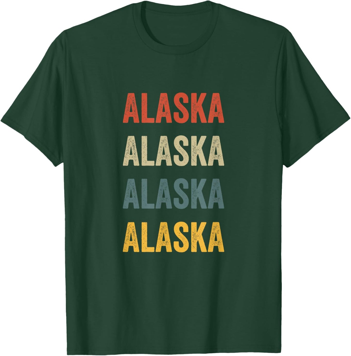 Alaska Colorful Retro Style Text Design T-Shirt - T-Shirt | Forest