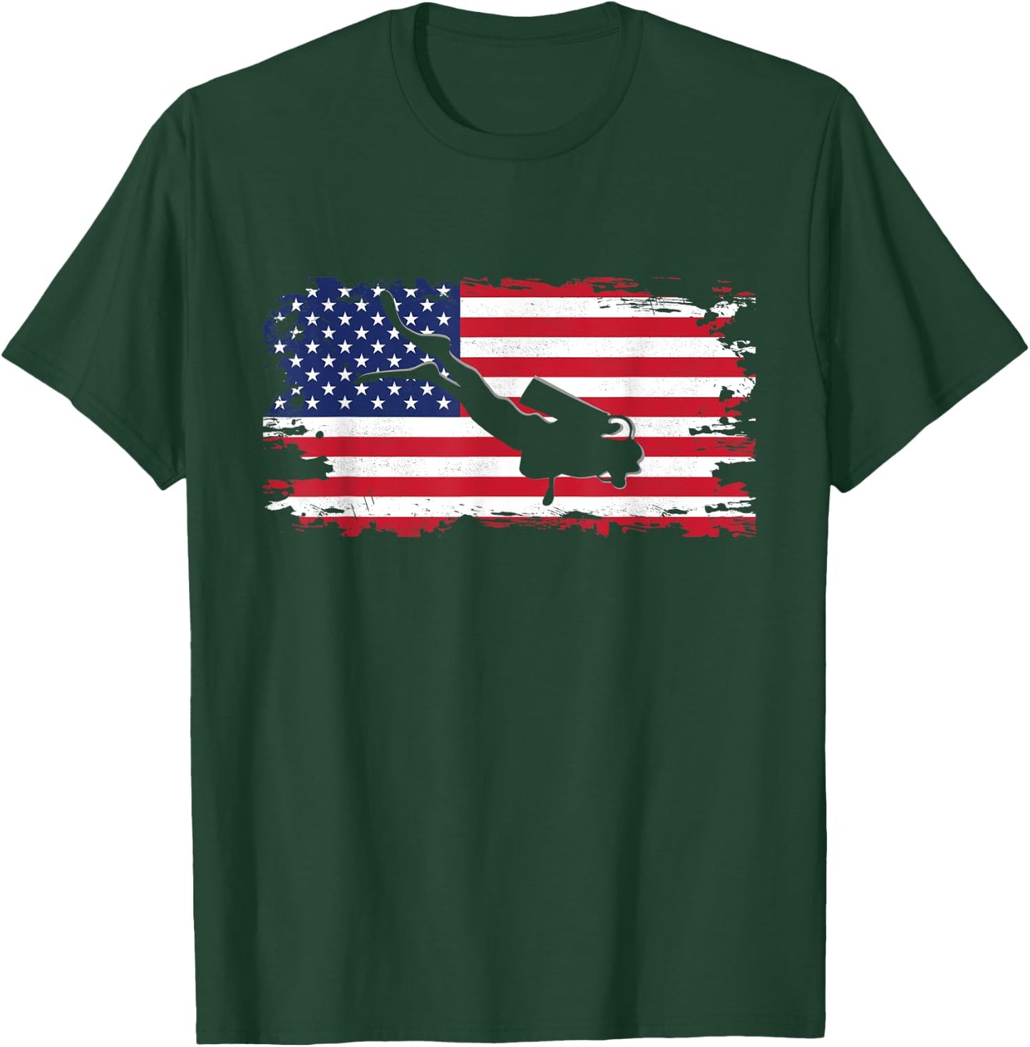 American Flag Scuba Diving Apparel - Scuba Diving T-Shirt - T-Shirt | Forest