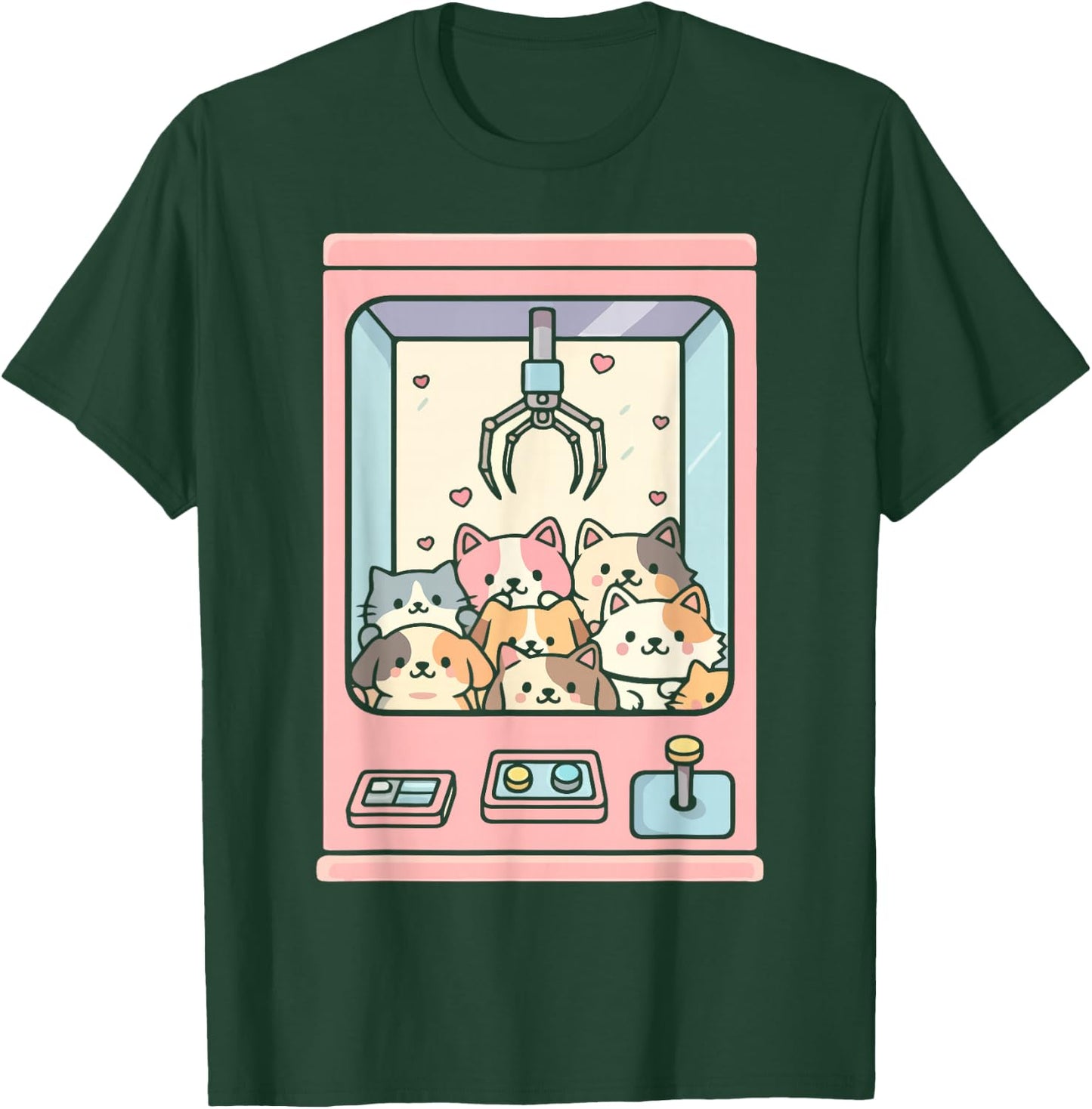 Cute Cat Claw Machine T-Shirt - T-Shirt | Forest