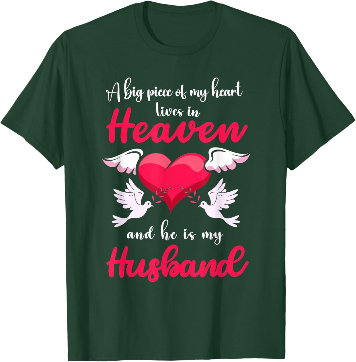 Big Piece Of My Heart Lives In Heaven He Is My Husband Angel T-Shirt - T-Shirt | Forest