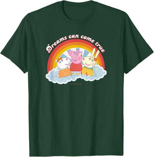 Peppa Pig Dreams Can Come True Friendship Retro Logo T-Shirt - T-Shirt | Forest