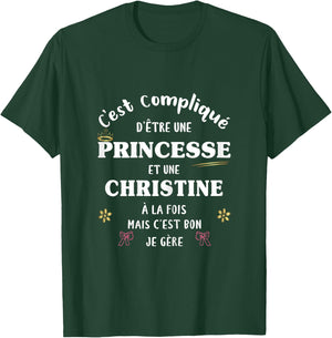 Women's Princess Humour Gift Personalised Christine Name T-Shirt - T-Shirt | Forest