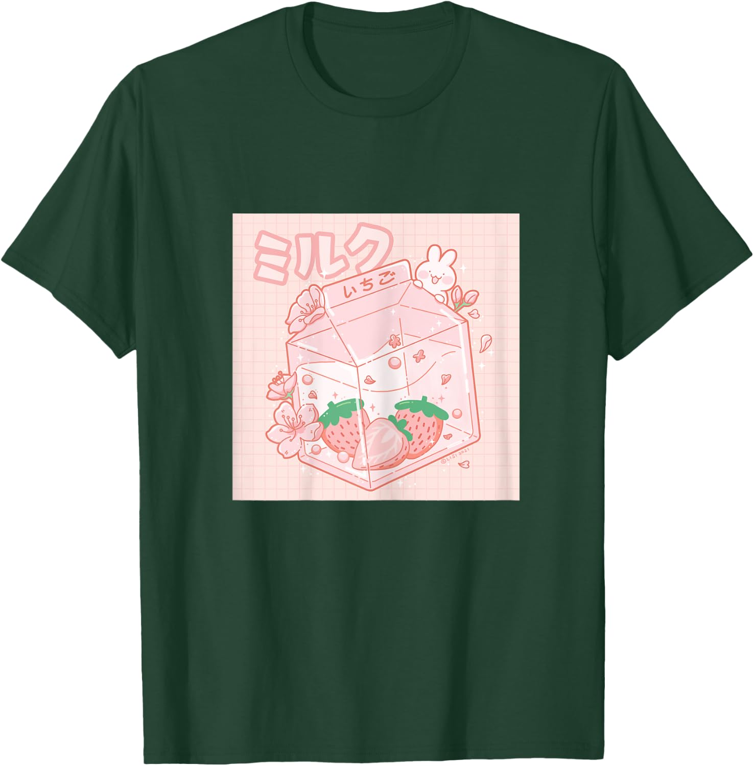 Strawberry Milk Bunny Japanese Kawaii Anime Aesthetic T-Shirt - T-Shirt | Forest