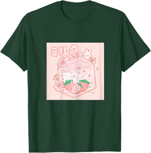 Strawberry Milk Bunny Japanese Kawaii Anime Aesthetic T-Shirt - T-Shirt | Forest