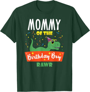 Mommy of the Birthday Boy Funny Dinosaur Party Raptor T Rex T-Shirt - T-Shirt | Forest