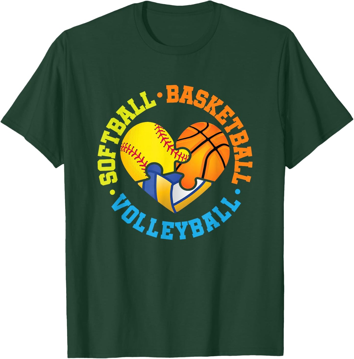 Softball Basketball Volleyball T-Shirt - T-Shirt | Forest