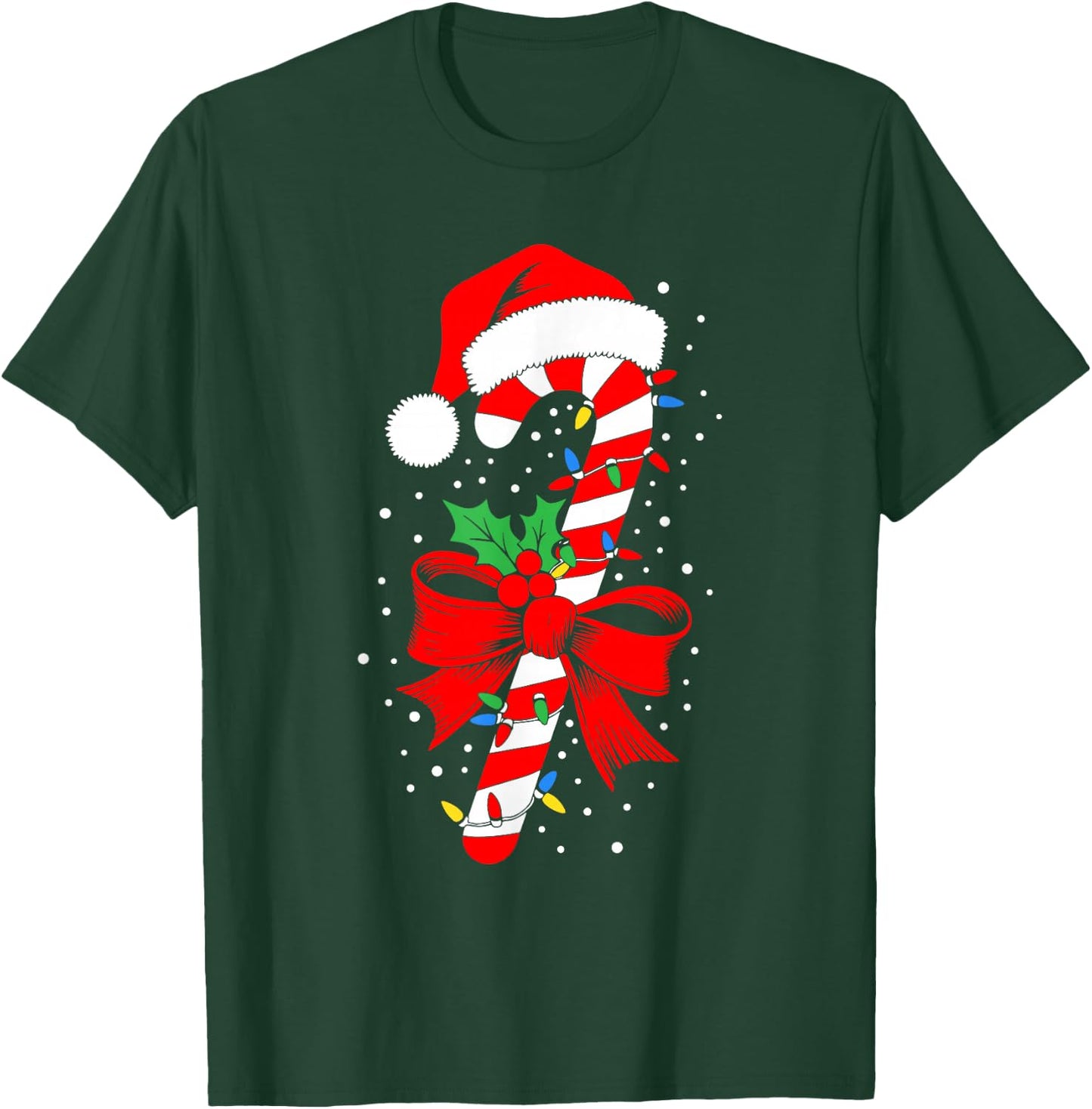 Christmas Candy Cane Shirt Boy Girl Kids Men Women , Black, S T-Shirt - T-Shirt | Forest