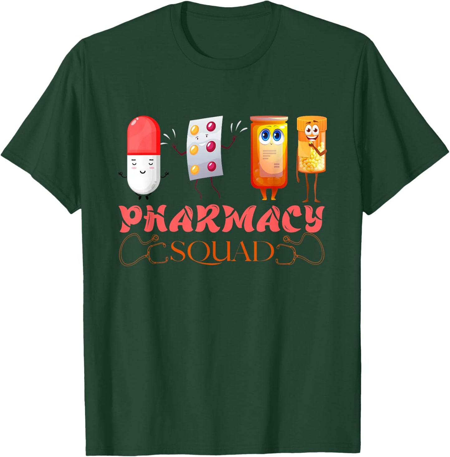 Pharmacy Squad Valentines Cute Pills Pharmacist Pharm Tech T-Shirt - T-Shirt | Forest