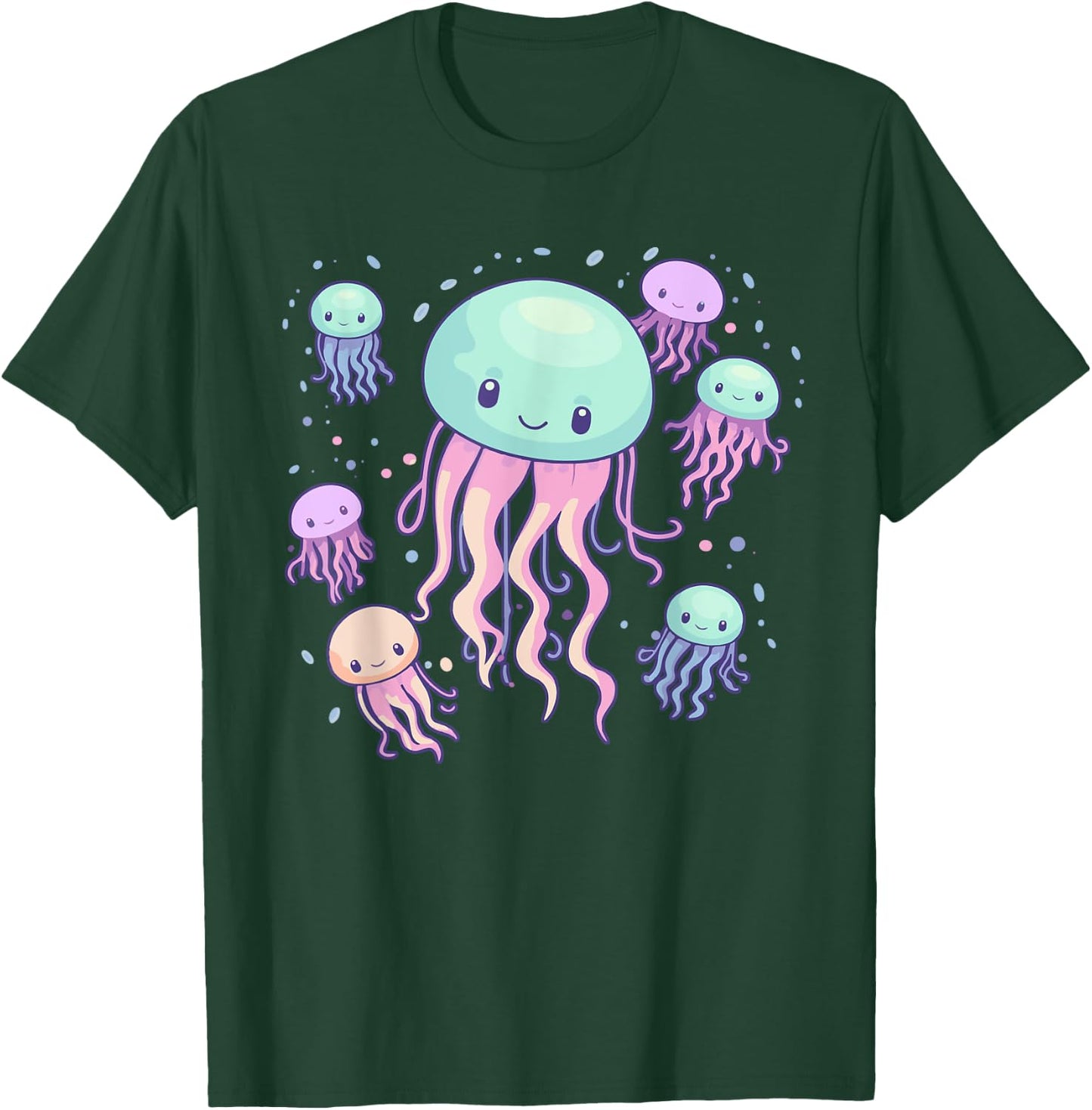 Jellyfish Cute Kawaii Sea Ocean Creature Fish School Pastel T-Shirt - T-Shirt | Forest