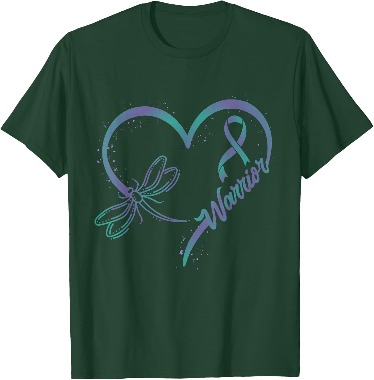 Anal Cancer Warrior Dragonfly Teal Purple Ribbon Hope T-Shirt - T-Shirt | Forest