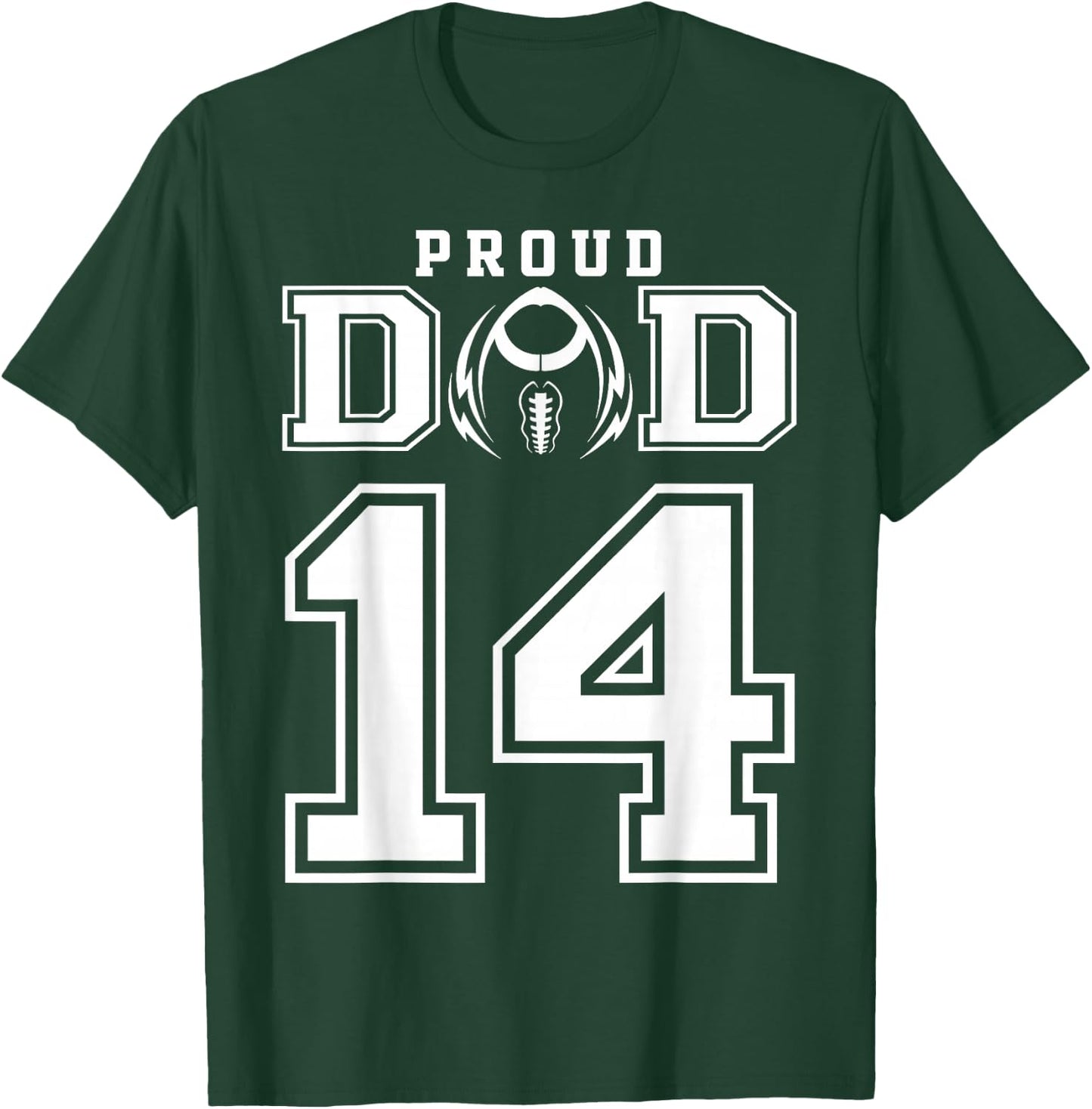 Custom Proud Football Dad Number 14 Personalized T-Shirt - T-Shirt | Forest