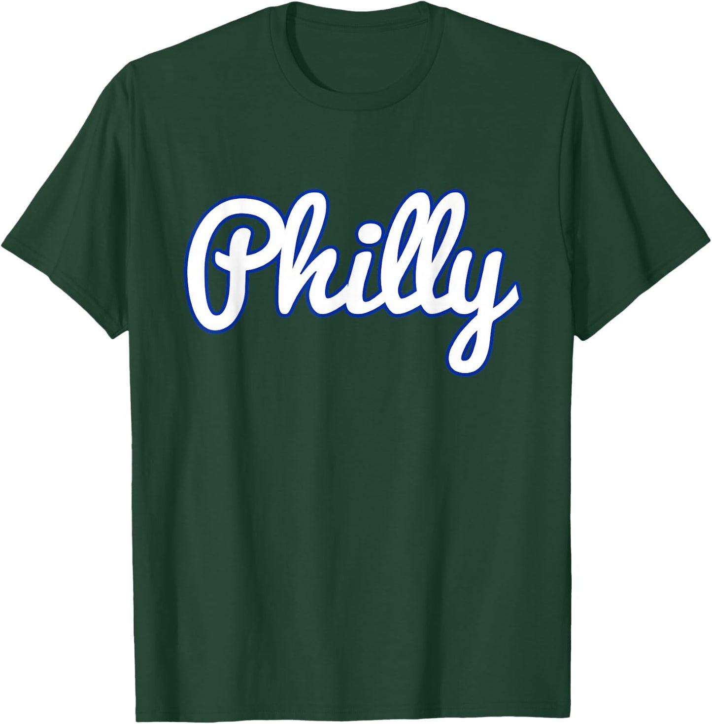 Script Philly White Blue Logo Philadelphia PA T-Shirt - T-Shirt | Forest