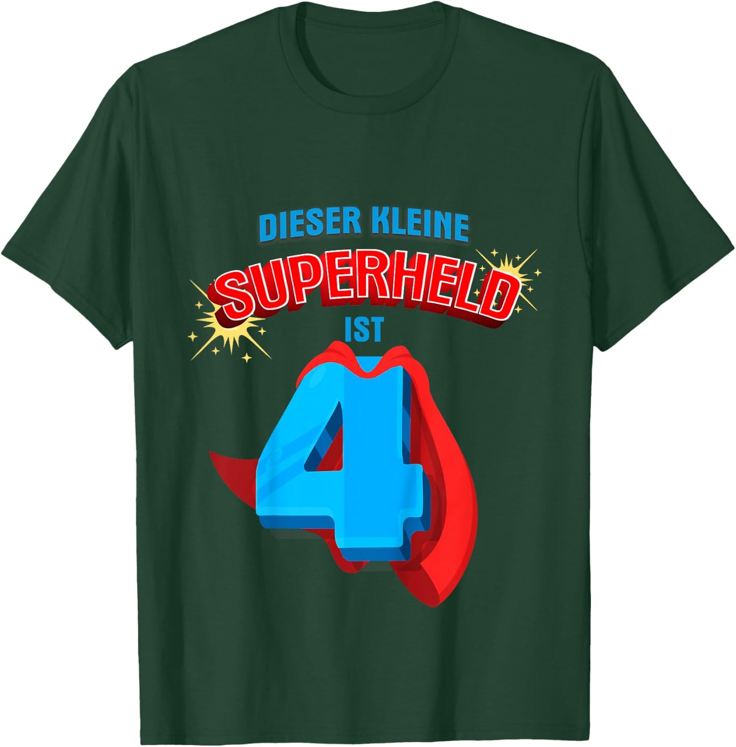 Children's 4th Birthday Shirt Hero Superhero 4 Years T-Shirt - T-Shirt | Forest