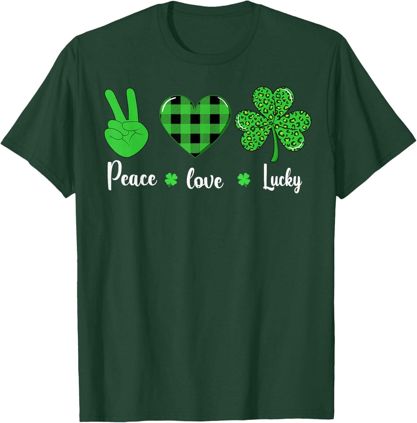 St Patricks day Shamrock leopard lucky love Irish women kids T-Shirt - T-Shirt | Forest