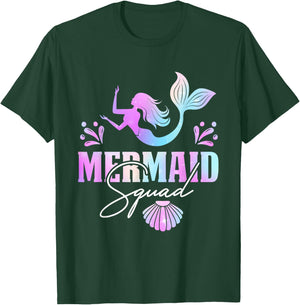 Mermaid Squad Birthday Squad Party Matching Kids Girl T-Shirt - T-Shirt | Forest