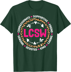 LCSW Leopard Licensed Clinical Social Worker Appreciation T-Shirt - T-Shirt | Forest