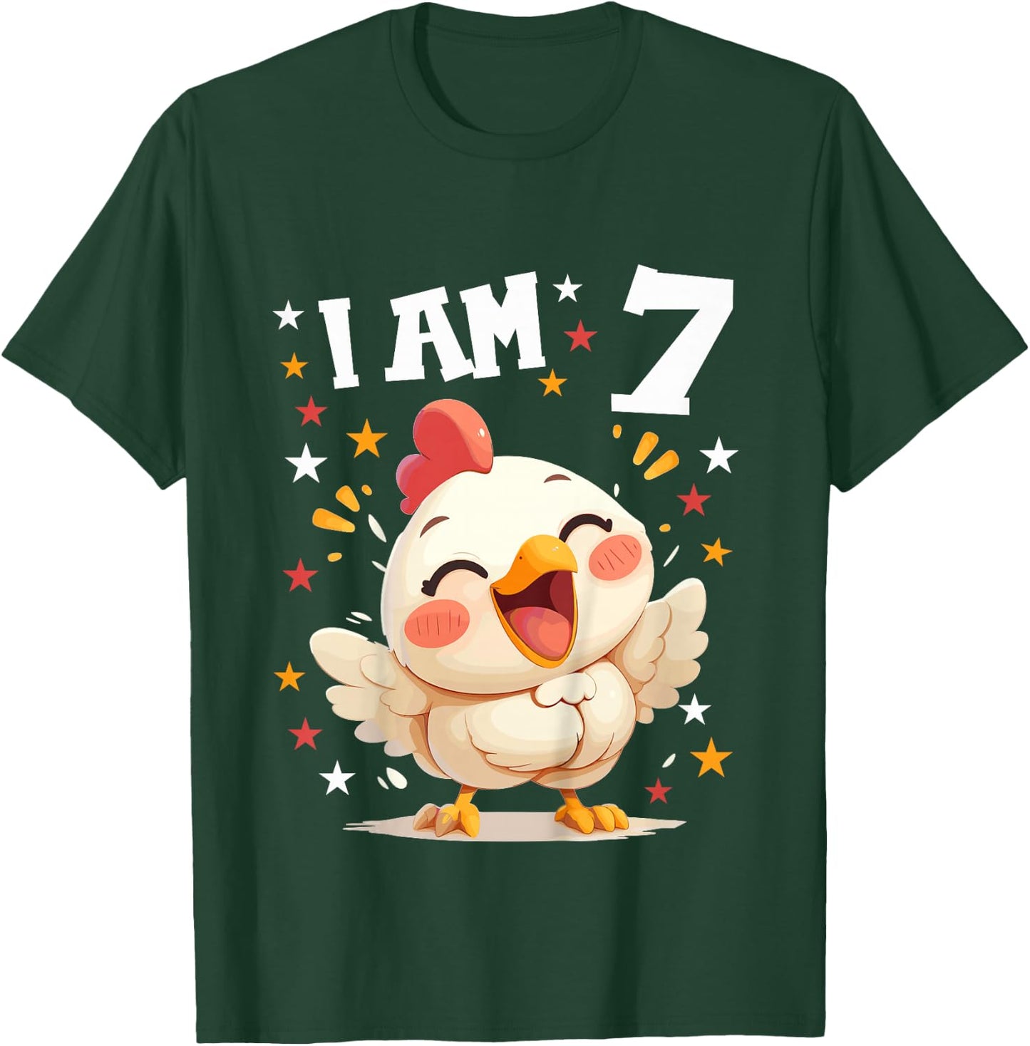 Kids 7 Years old 7 birthday Chickens Boy Girl Chicken T-Shirt - T-Shirt | Forest