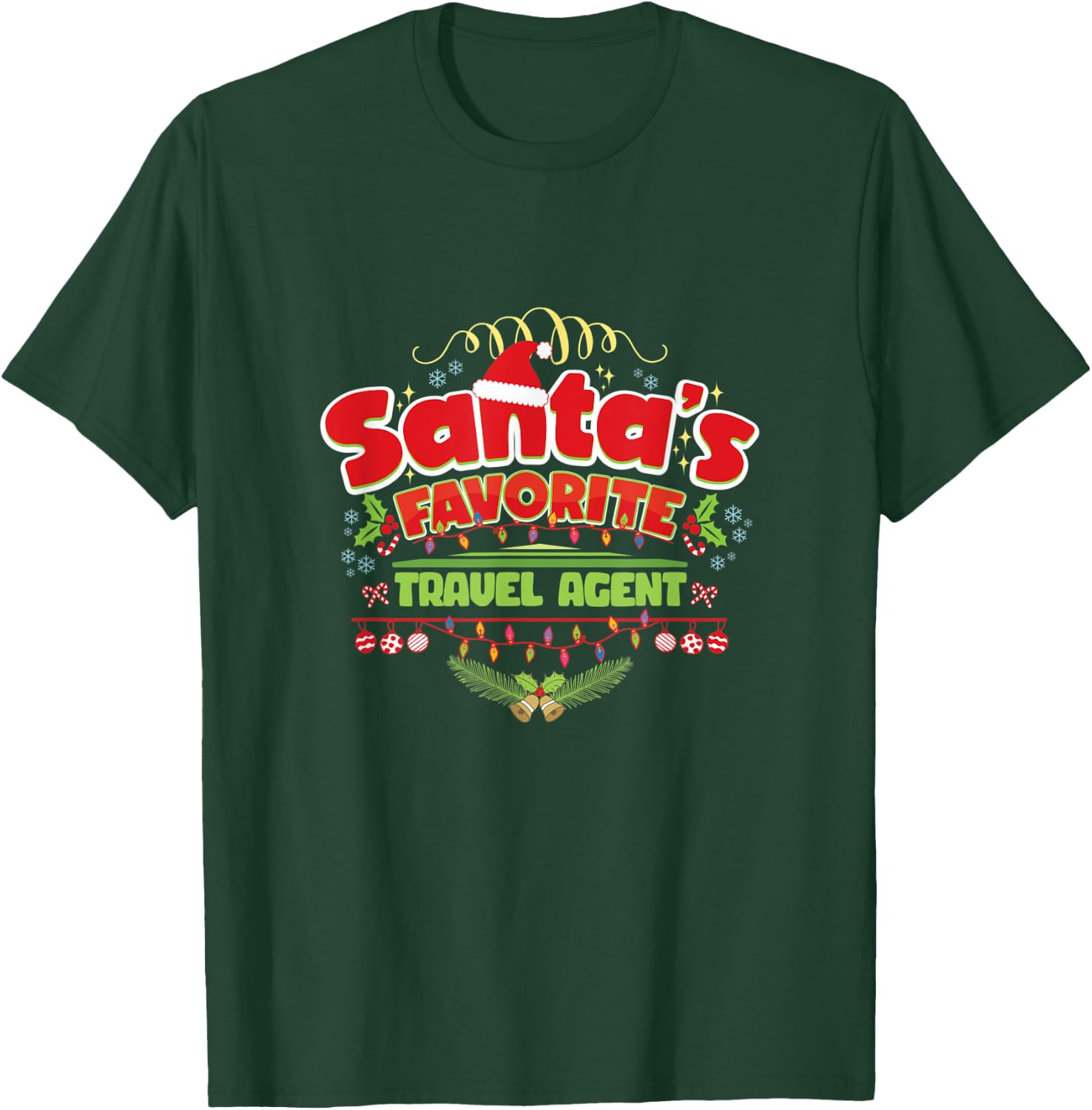 Funny Santa Xmas Gift, Christmas Gifts For Travel agent T-Shirt - T-Shirt | Forest