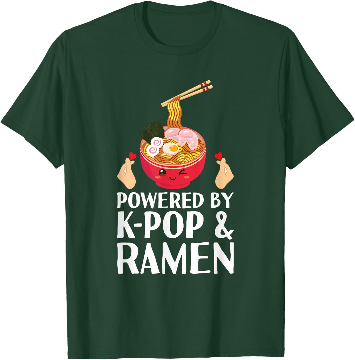 Powered by K-pop and Ramen Kpop Merch Merch Merchandise Teen Girl , black T-Shirt - T-Shirt | Forest