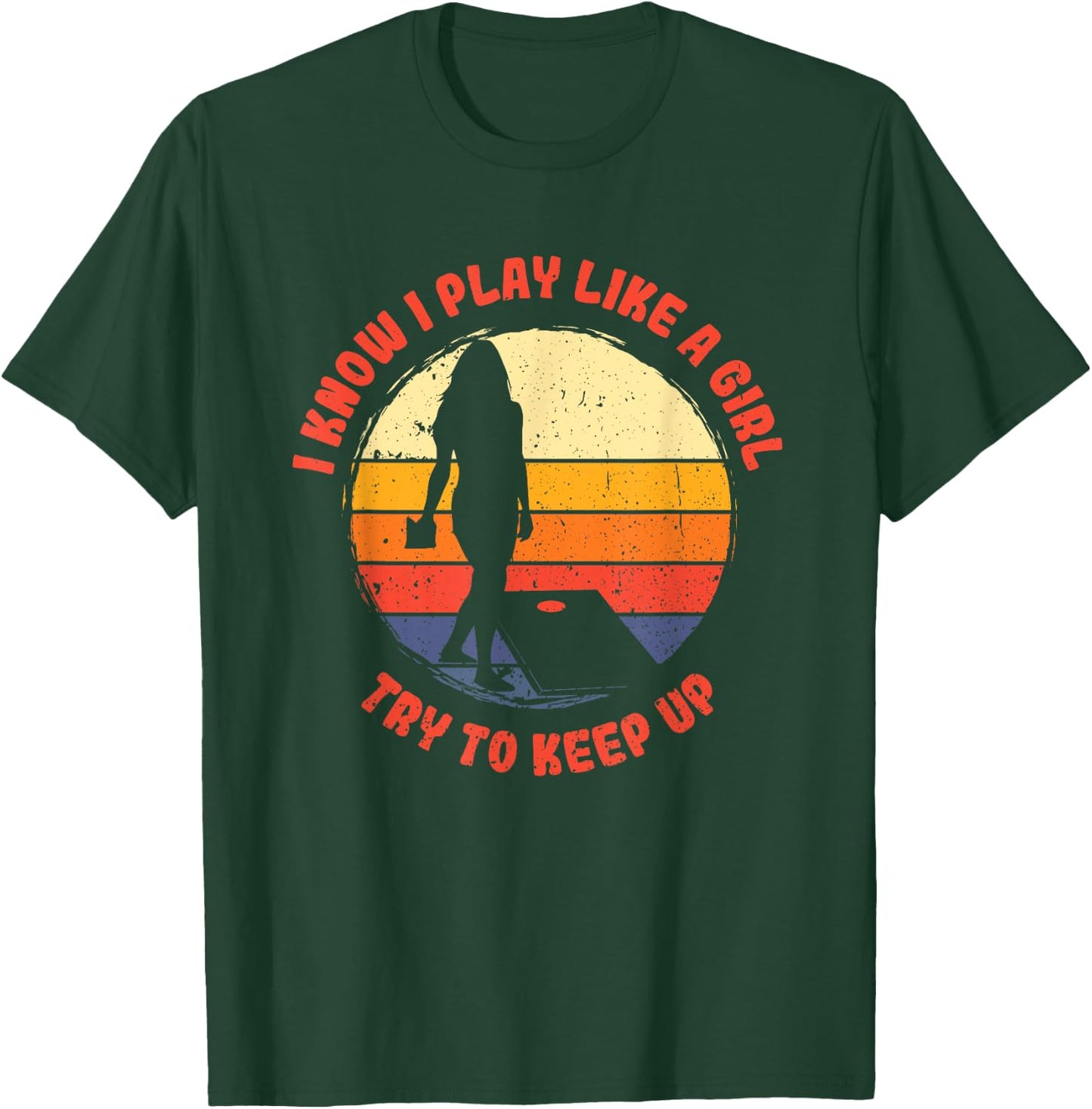 I know i play like a girl women retro cornhole T-Shirt - T-Shirt | Forest