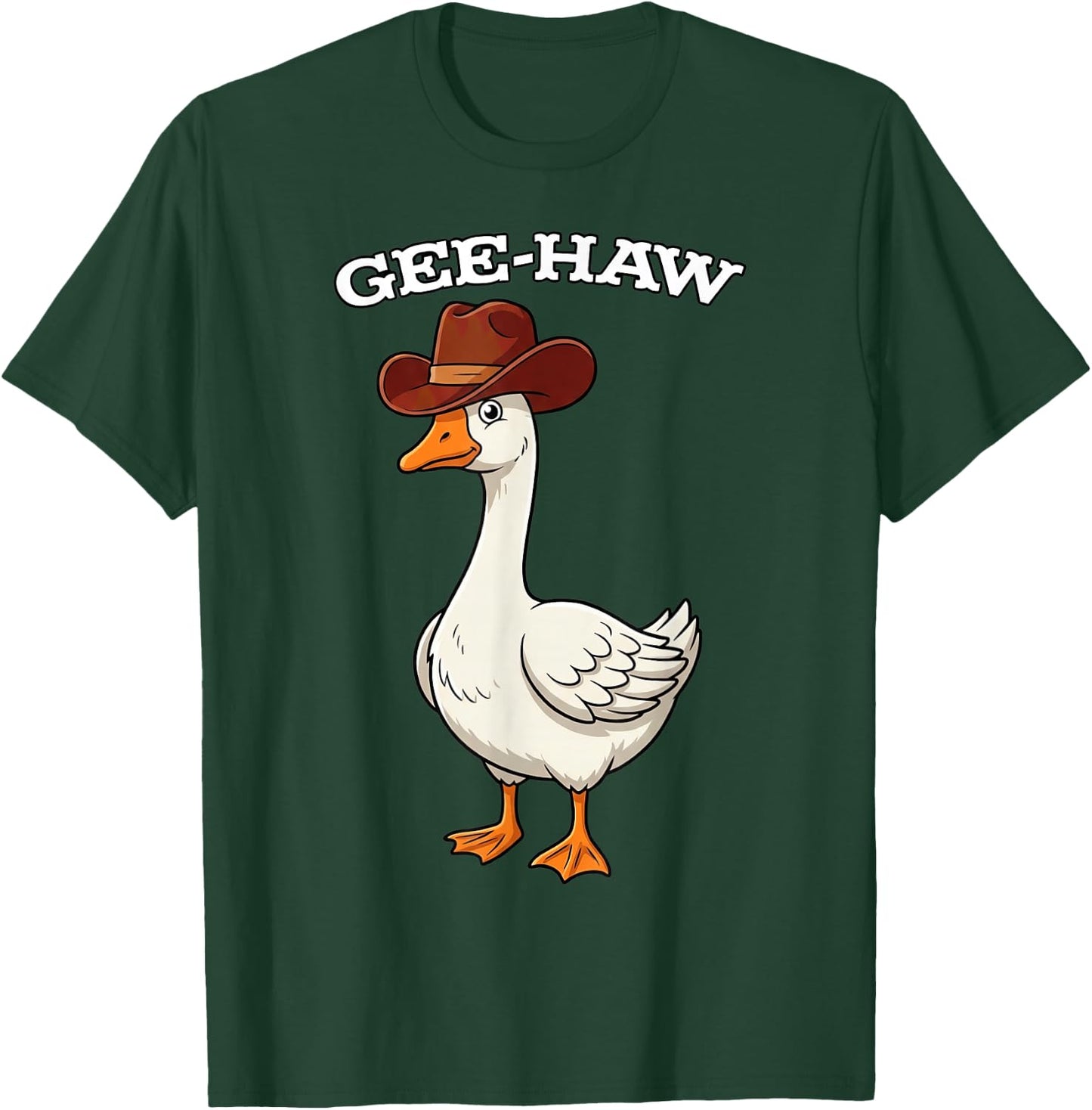 Gee-Haw Cute Goose Cowboy Western Pun Lover T-Shirt - T-Shirt | Forest