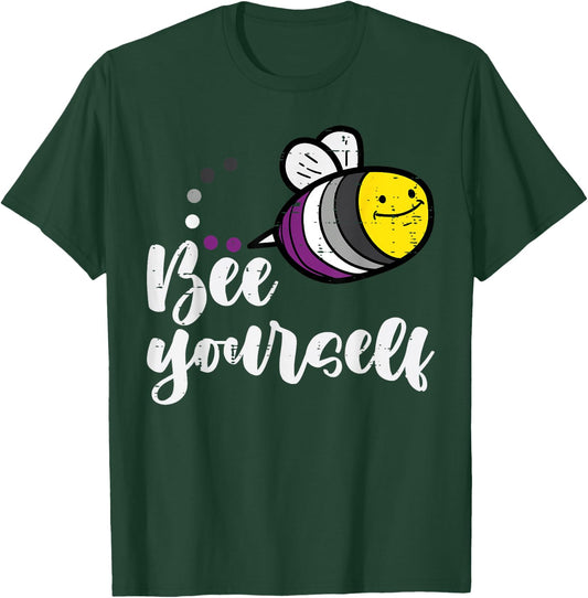 Asexual Bee Yourself Ace Pride Flag LGBTQ Men Women Kids T-Shirt - T-Shirt | Forest