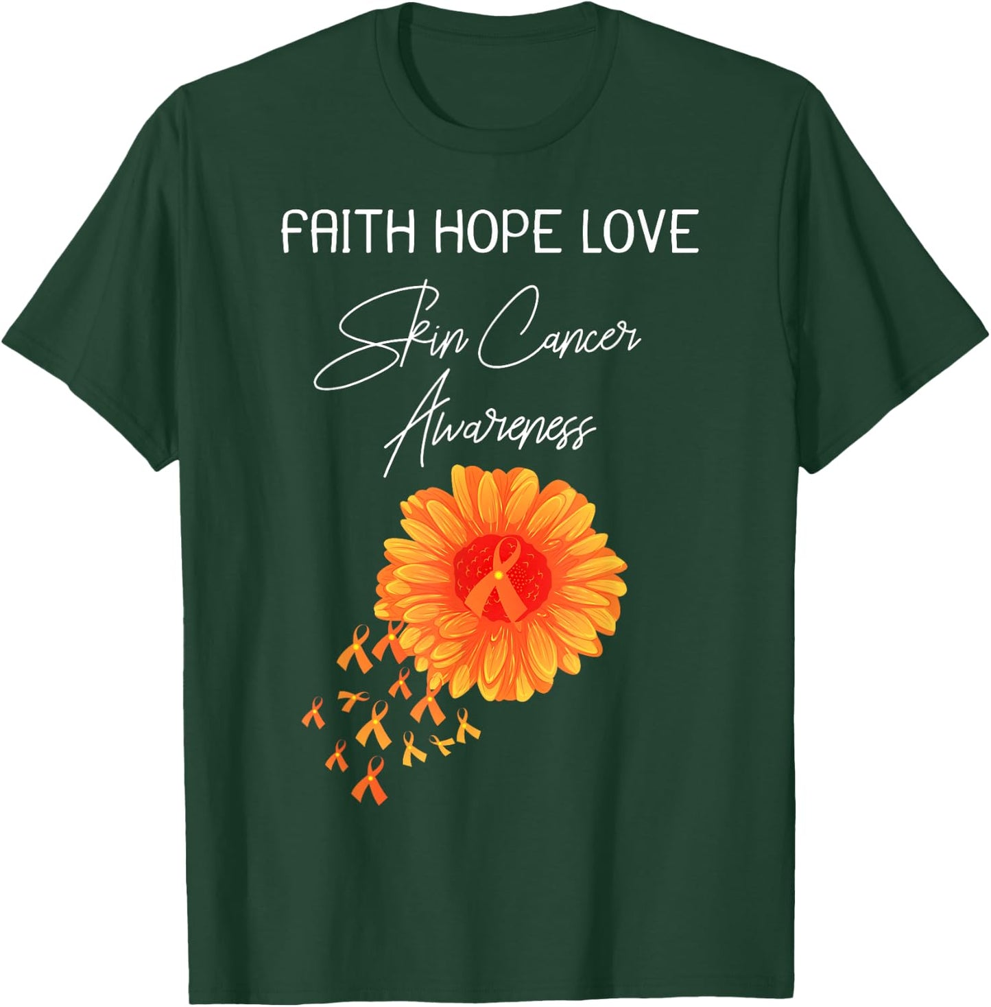 Faith Hope Love Skin Cancer Orange Ribbon Shirt T-Shirt - T-Shirt | Forest