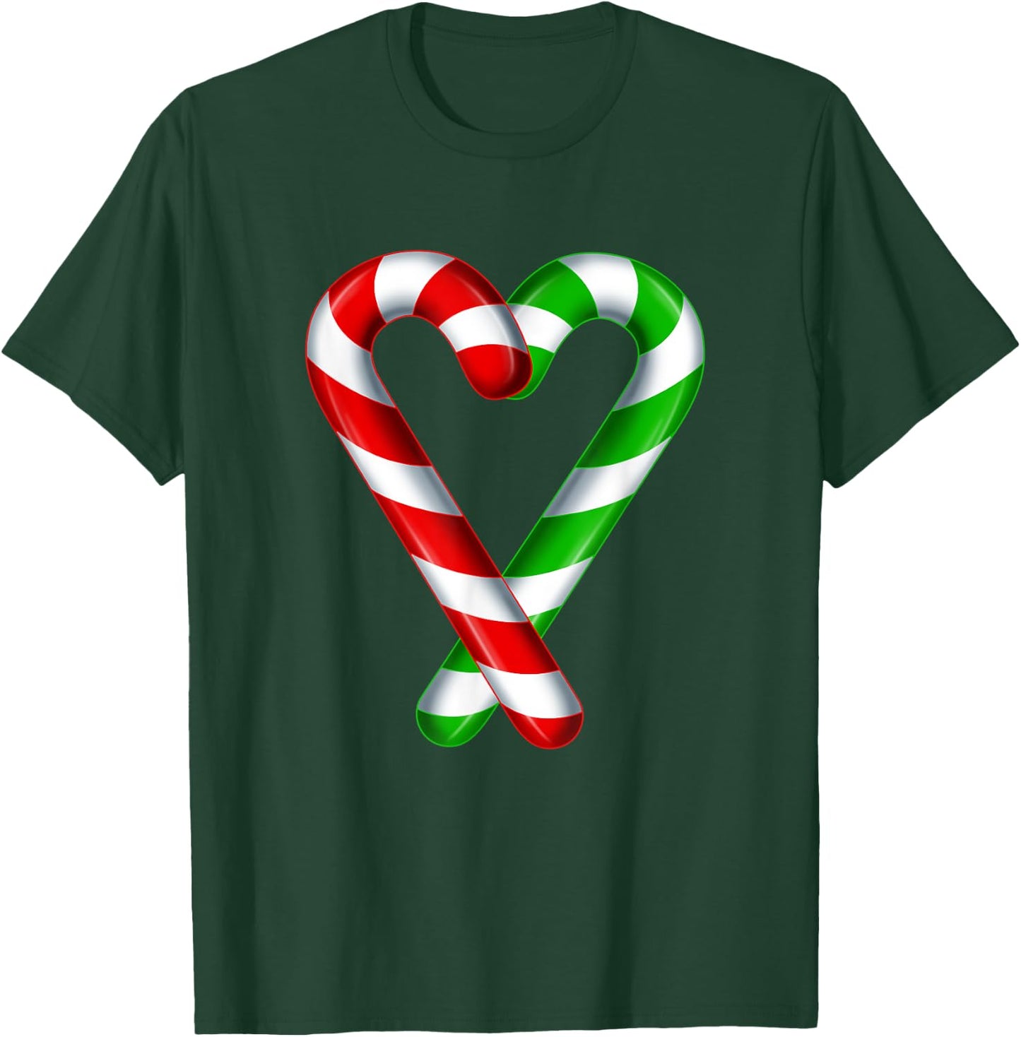 Candy Cane Heart Merry Green Red White Candy Couples T-Shirt - T-Shirt | Forest