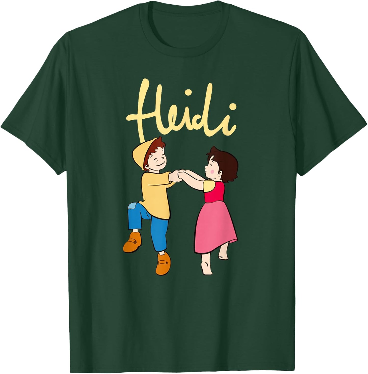 Heidi and Peter Dancing with Logo Yellow Cartoon TV Series , black T-Shirt - T-Shirt | Forest