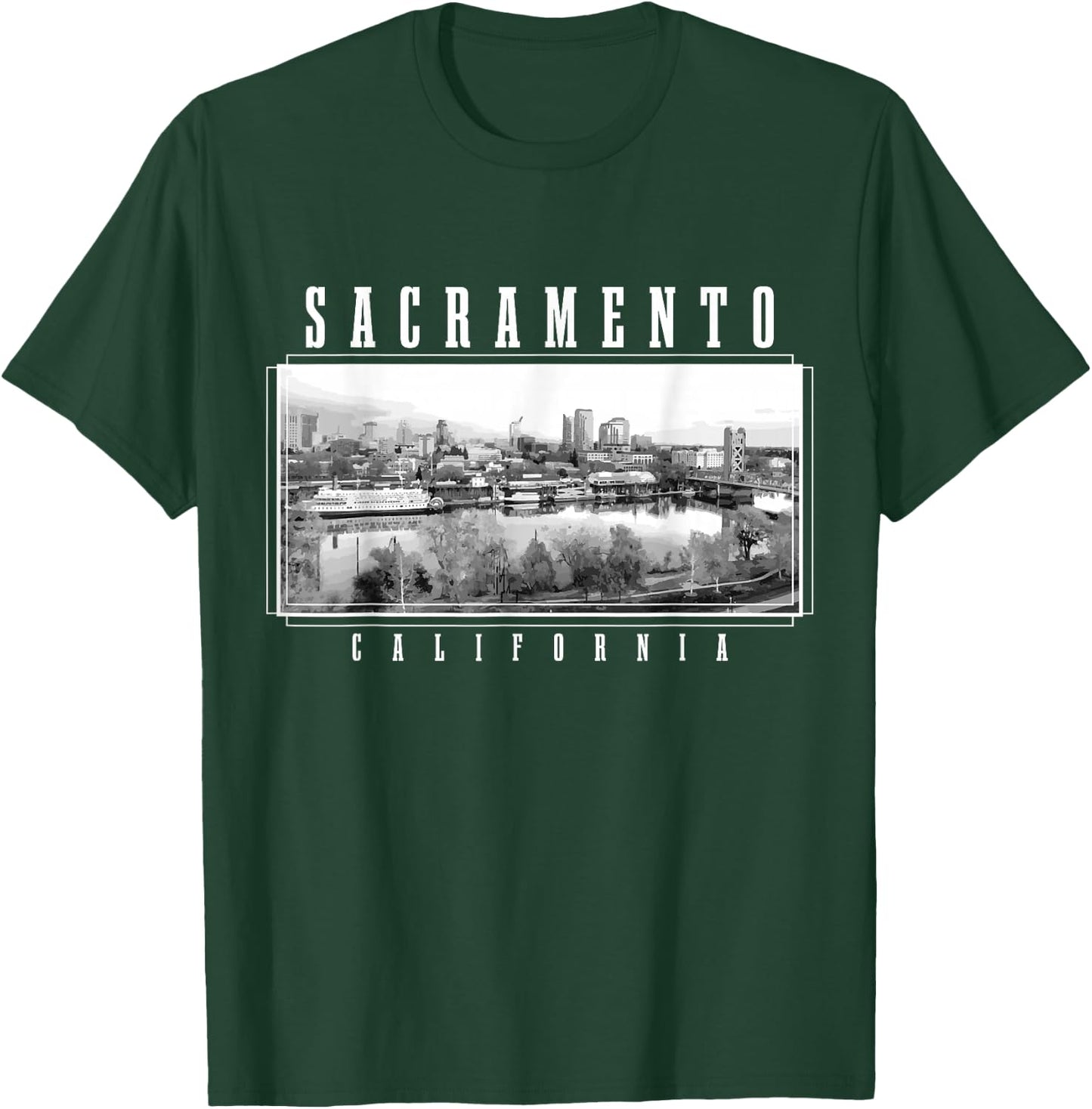 Sacramento California Vintage Souvenir Skyline USA T-Shirt - T-Shirt | Forest