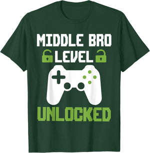 Middle Brother Level Unlocked Leveled Up To Middle Bro T-Shirt - T-Shirt | Forest