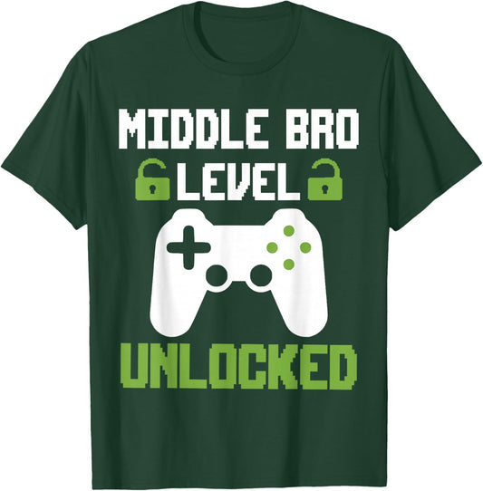 Middle Brother Level Unlocked Leveled Up To Middle Bro T-Shirt - T-Shirt | Forest