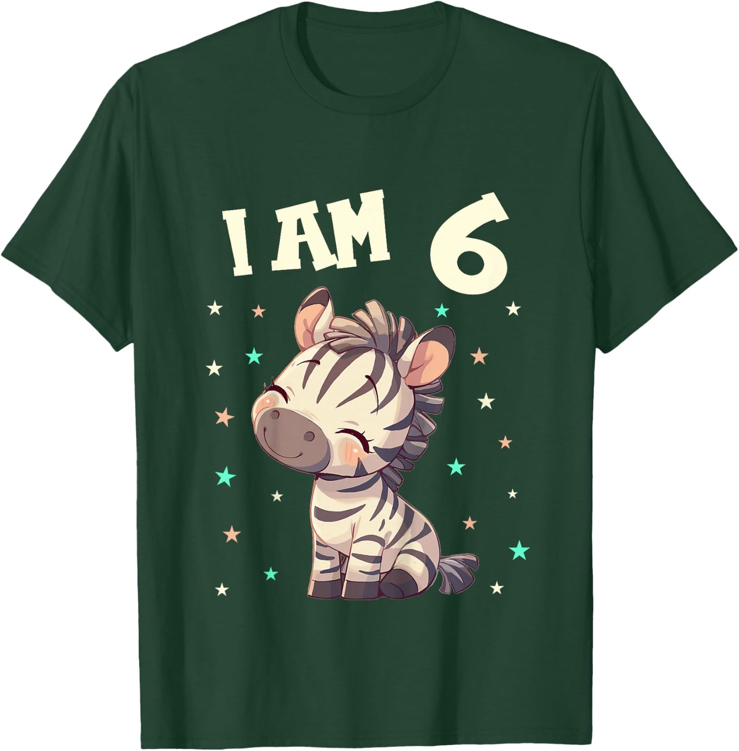 Kids 6 Years old 6 birthday Zebras Boy Girl Zebra T-Shirt - T-Shirt | Forest