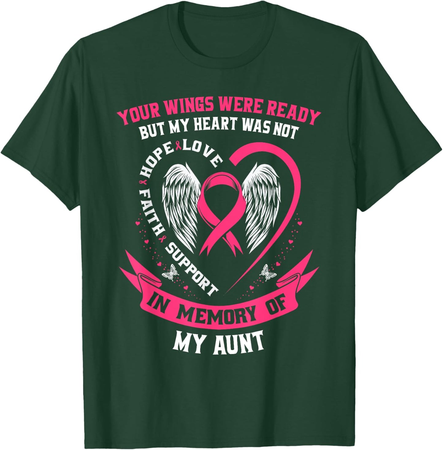 Memorial Gifts Loss of Aunt Breast Cancer Awareness Shirts T-Shirt - T-Shirt | Forest